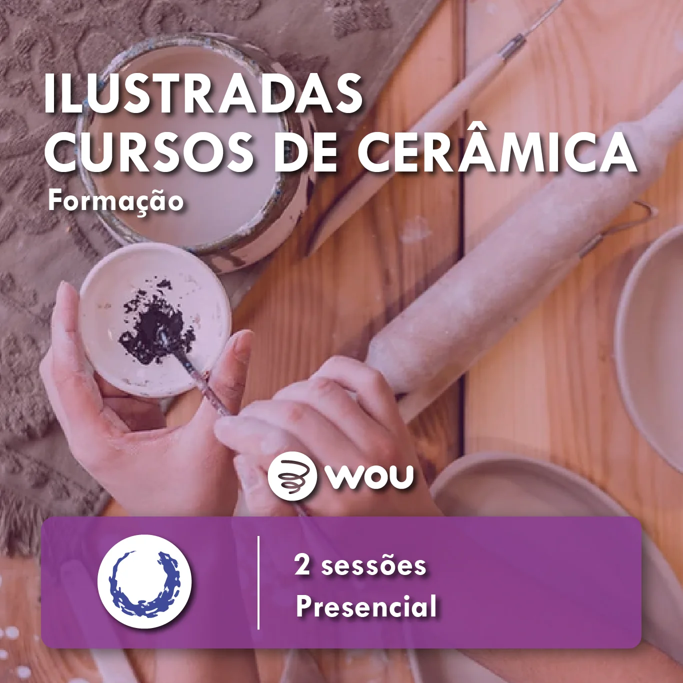 Ilustrada workshop de cerâmica de 2 sessões em Braga