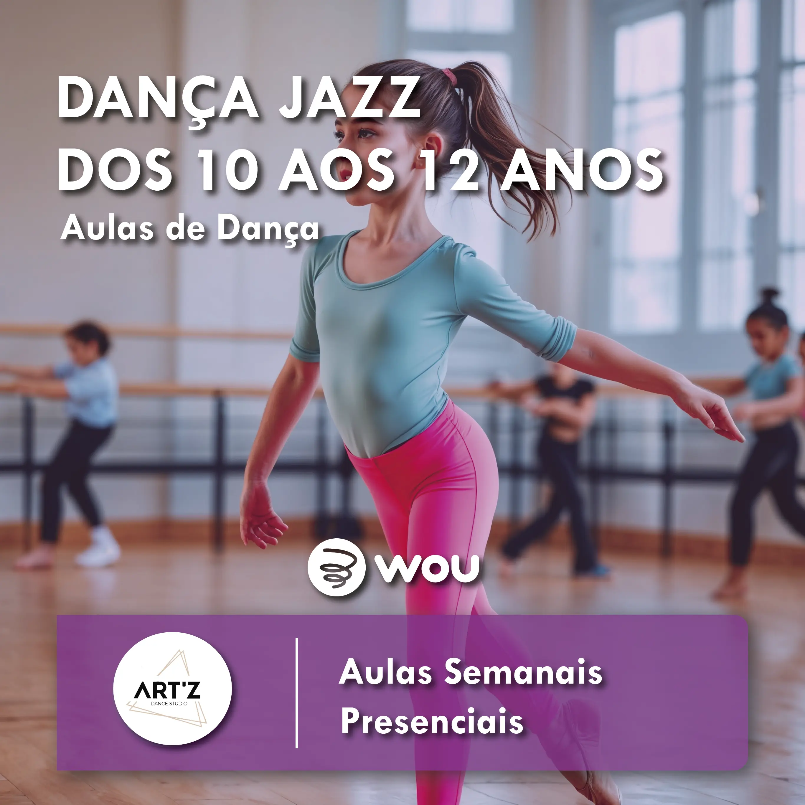 Aulas de Dança Jazz dos 10 aos 12 anos em Vagos