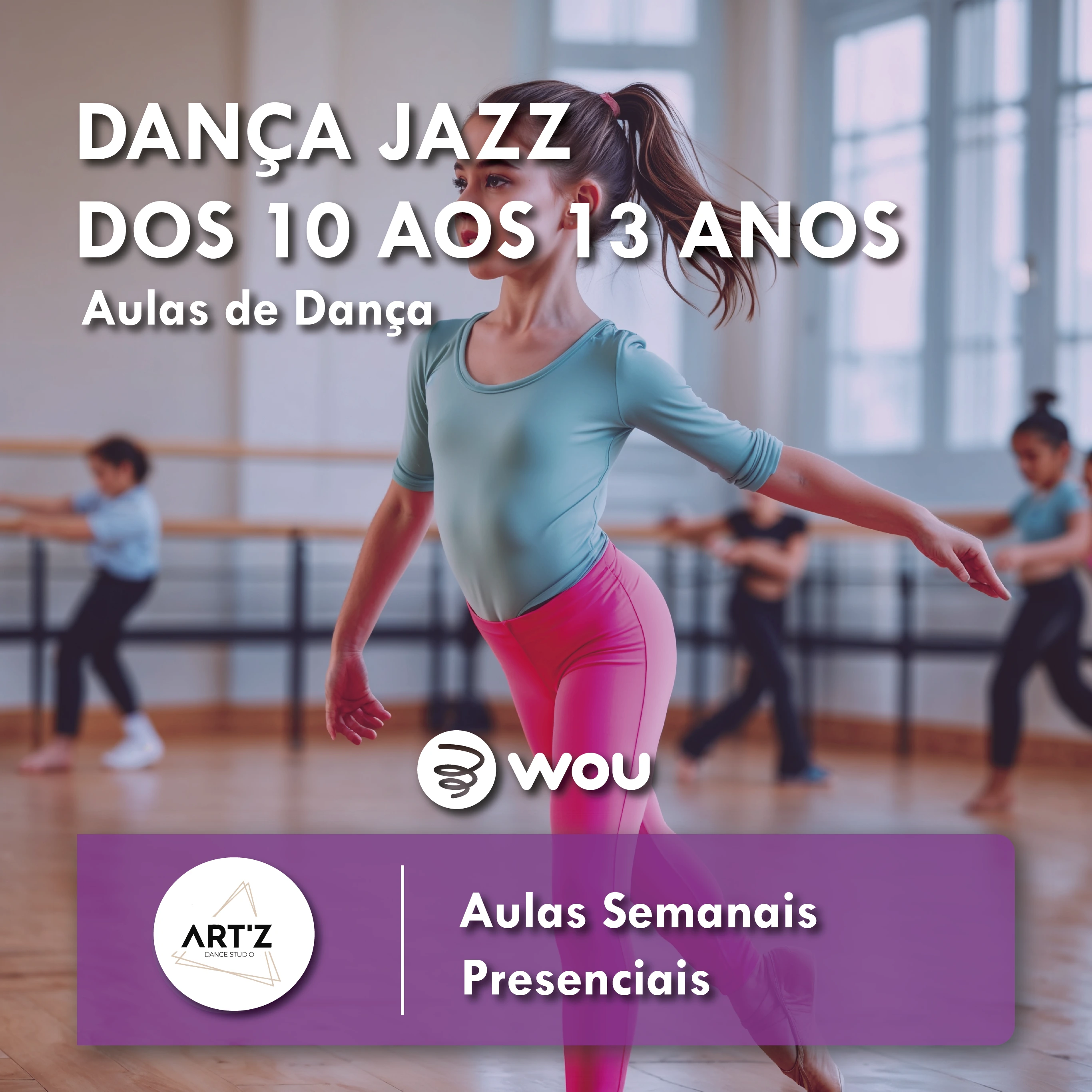 Aulas de Dança Jazz dos 10 aos 13 anos em Anadia